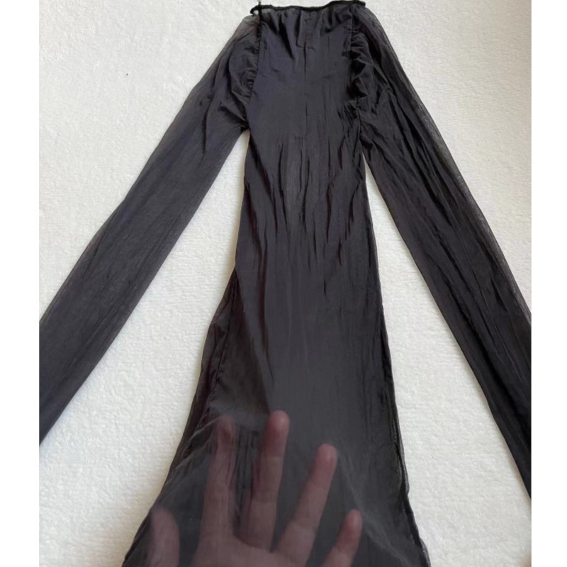 Sexy Mesh Sheer Bodycon Dress - Bodystockings Transparentes e Sensuais, Vestido de