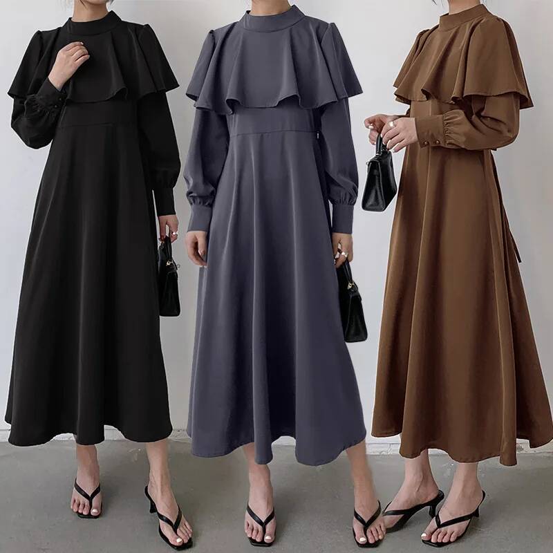 Vestido Longo Feminino Estilo  - Korean Style A Line Shirt Dress avaliação e preço