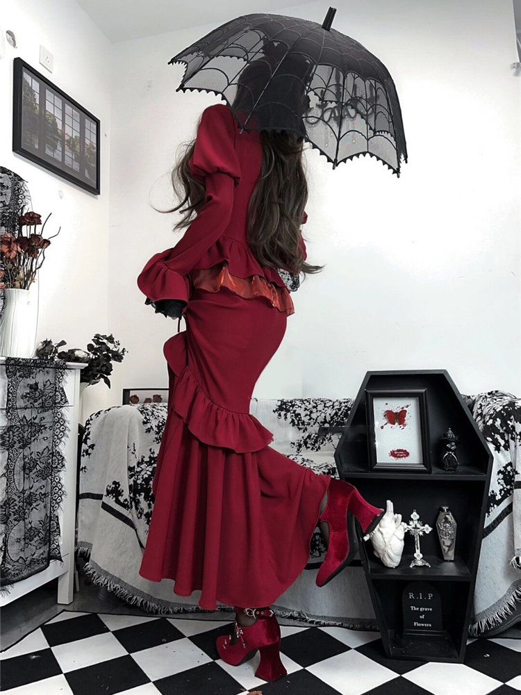 Primavera vermelho vintage ves - French Vintage Floral Midi Dress avaliação e preço