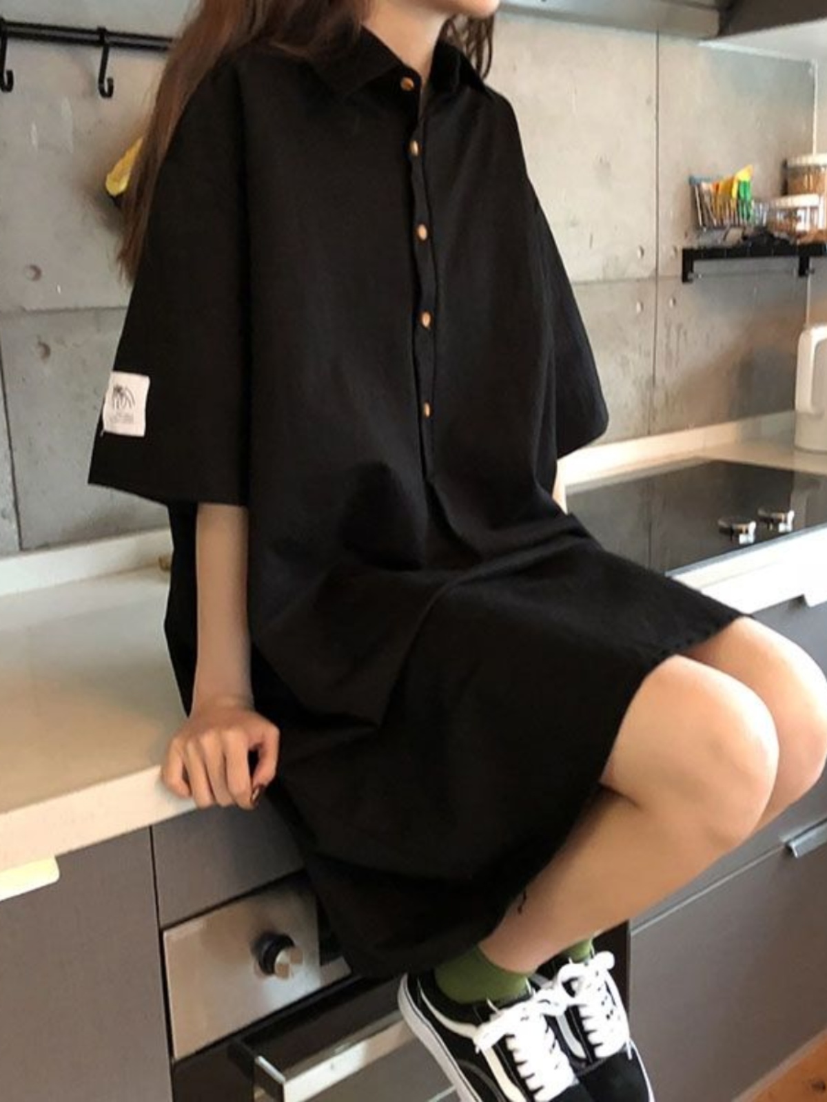 Vestido Camisa Plus Size Femin - Korean Style A Line Shirt Dress avaliação e preço
