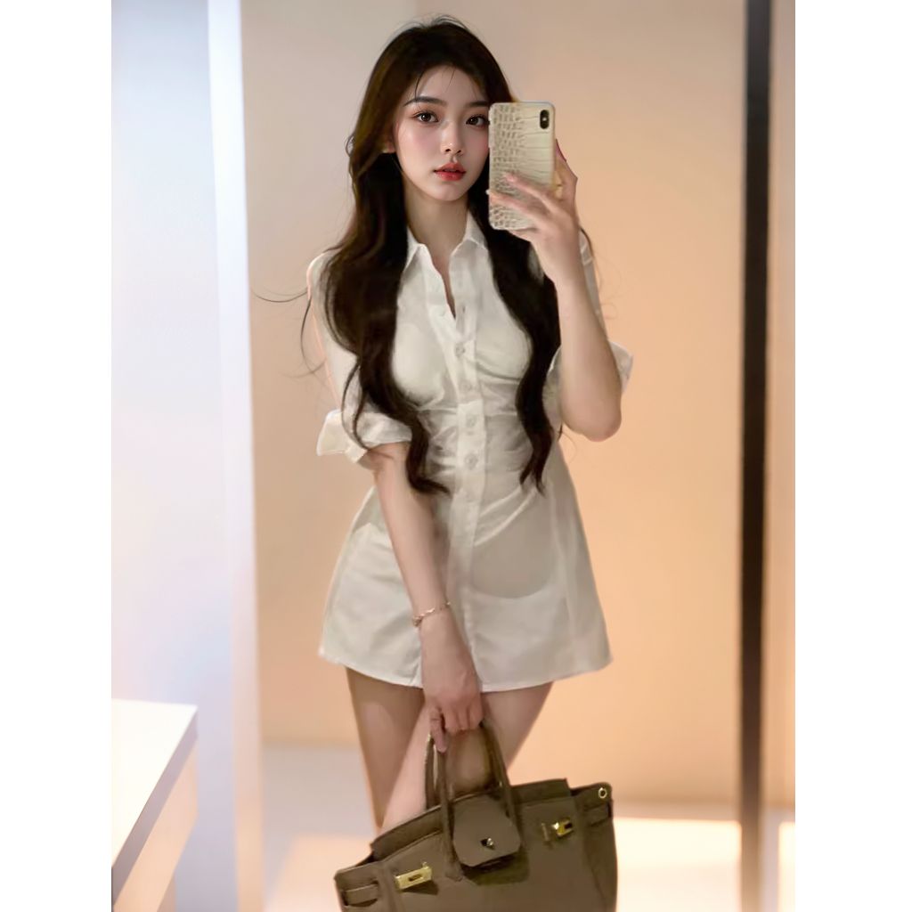 Vestido Sensual de Estilo Core - Korean Style A Line Shirt Dress avaliação e preço
