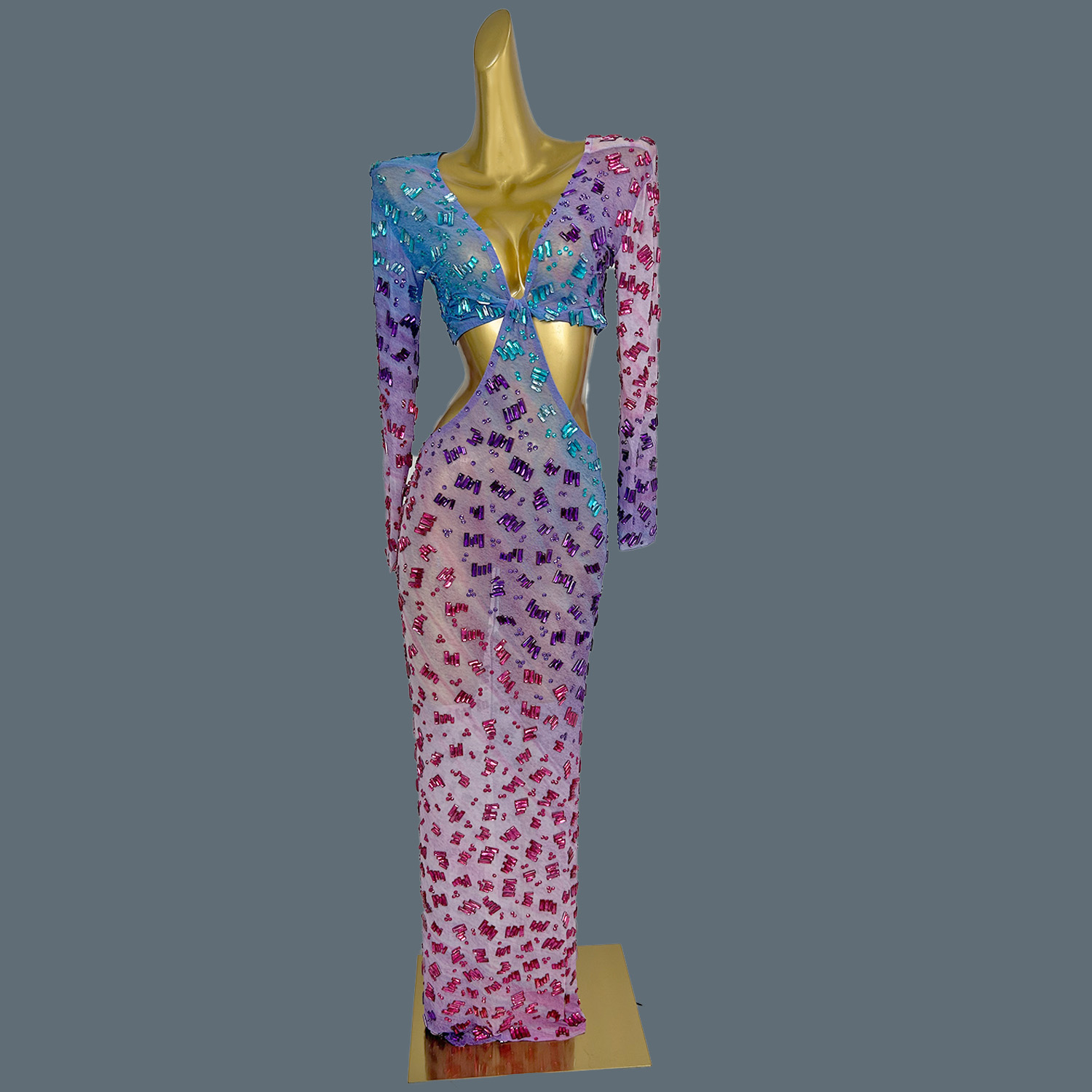 Vestido Longo com Decote em V  - Sparkly Rhinestone Club Party Dress avaliação e preço